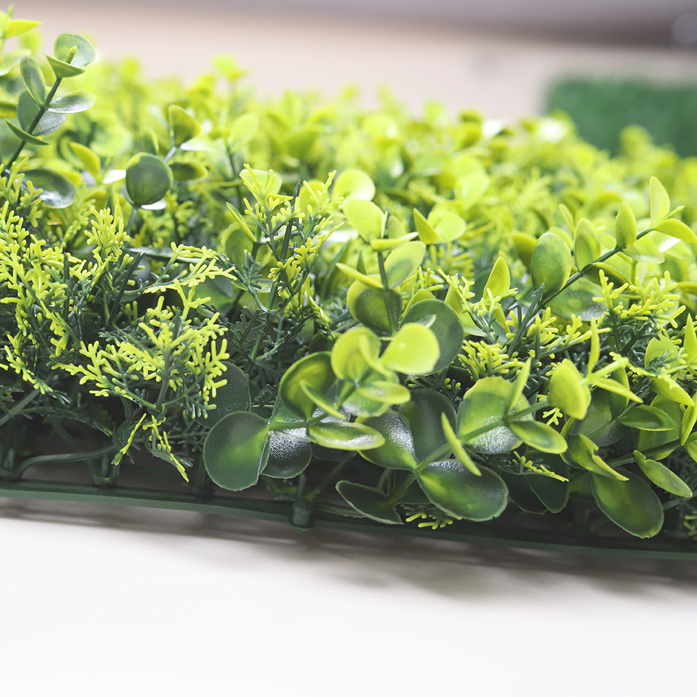 LFL Factory Wholesale Artificial Boxwood Panel Hedge Green Wall Greenary Wall Mix Eucalyptus Grass Carpet Customized Leaves