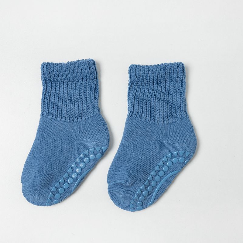 Oem Autumn and winter baby thickened warm non-slip baby crew socks solid color glue children's socks