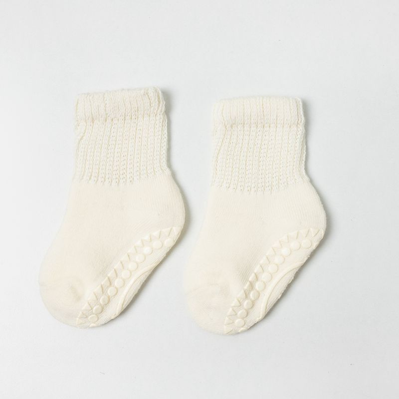 Oem Autumn and winter baby thickened warm non-slip baby crew socks solid color glue children's socks