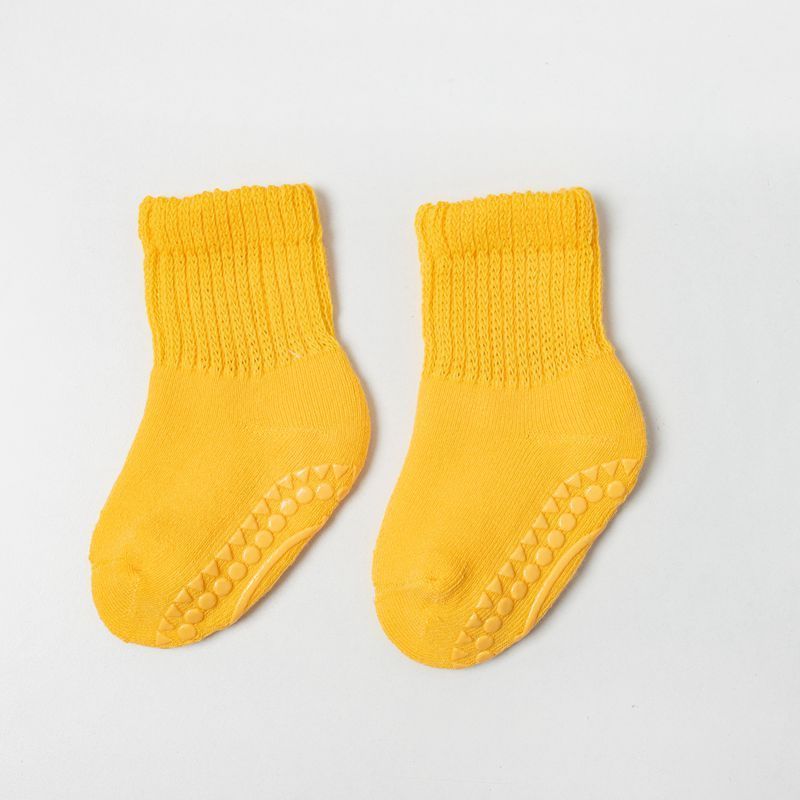 Oem Autumn and winter baby thickened warm non-slip baby crew socks solid color glue children's socks