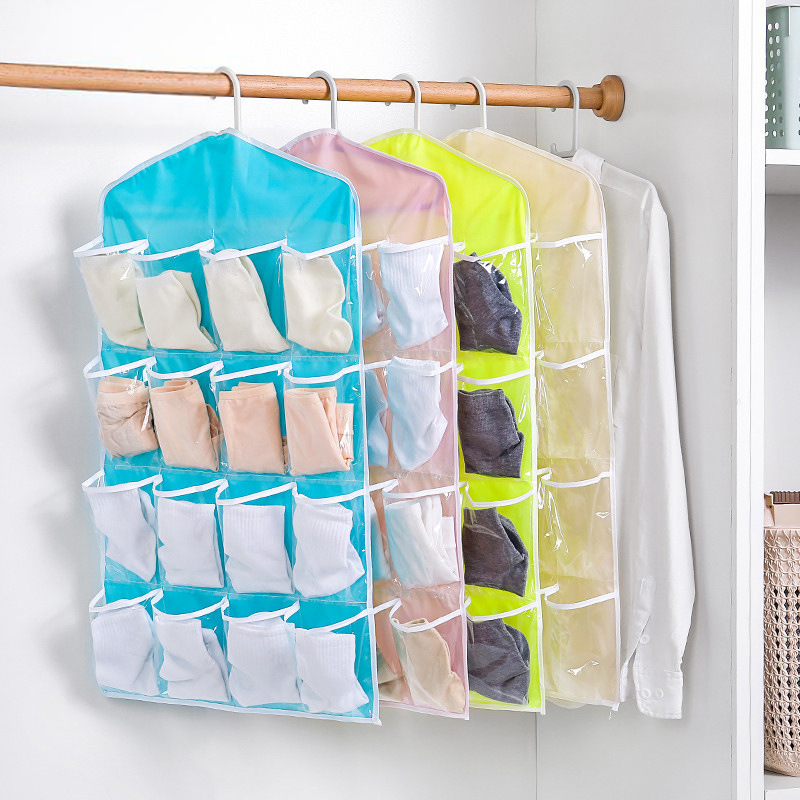 Storage Bag Hanging Bag Wardrobe 16 Compartment Closet Storage Door Underwear Socks Wall Hanging Storage Hanging Bag