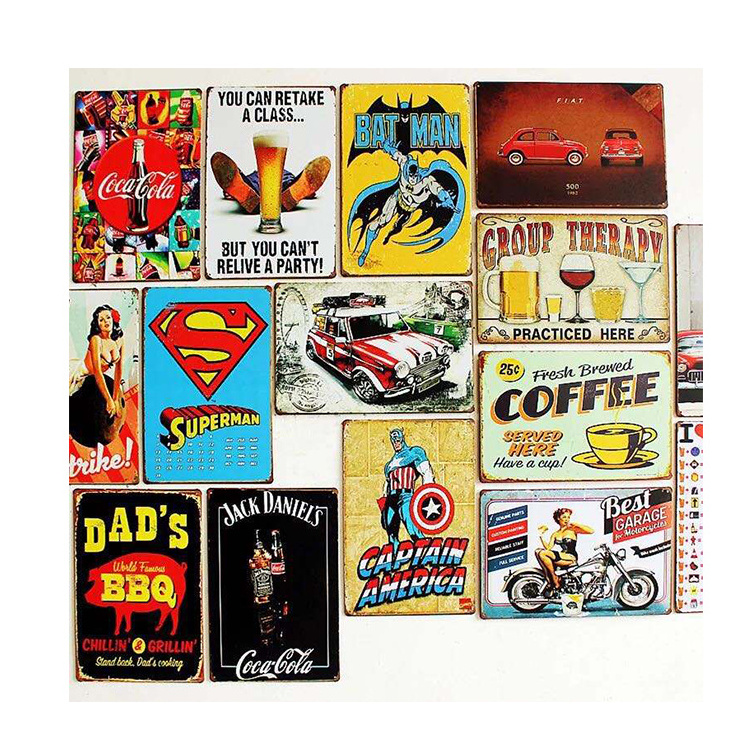 Customized Metal Advertising Sign Wall Decorations Motor Oil Tin Plaque Tyre Service Retro Style Vintage Metal Tin Signs