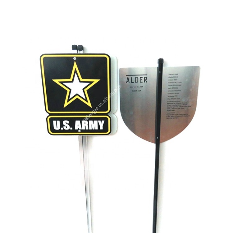 Custom Reflective Aluminum Safety Security Signs Plastic With Metal Pole Stakes Traffic Adt Yard Signs