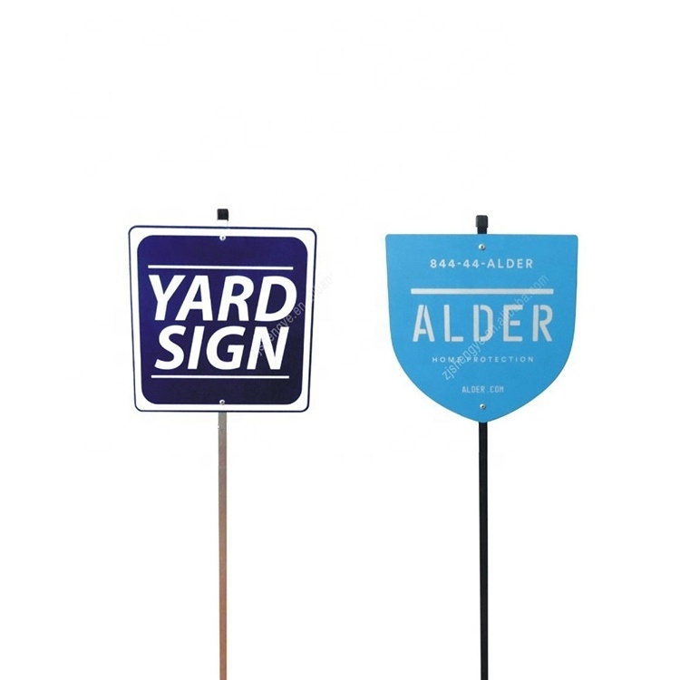 Custom Reflective Aluminum Safety Security Signs Plastic With Metal Pole Stakes Traffic Adt Yard Signs