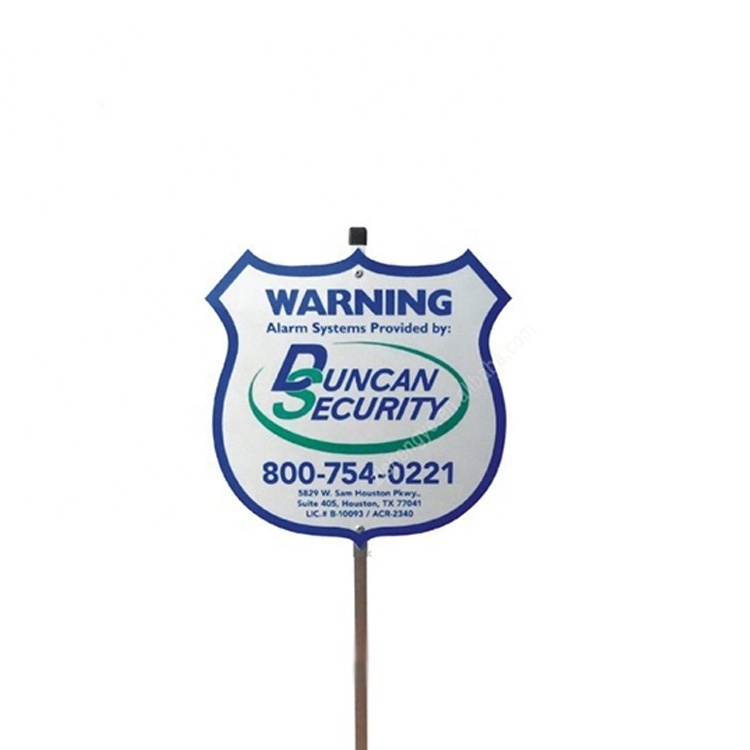 Custom Reflective Aluminum Safety Security Signs Plastic With Metal Pole Stakes Traffic Adt Yard Signs