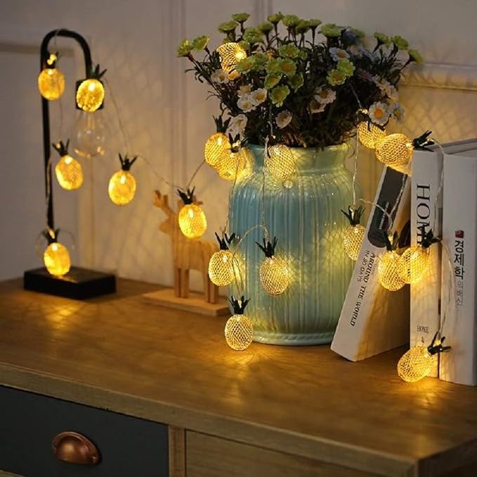 Senark Suitable for Birthday Party Wedding Thanksgiving Christmas Decorations 10ft 20LED Metal Fruit Pineapple String Lights