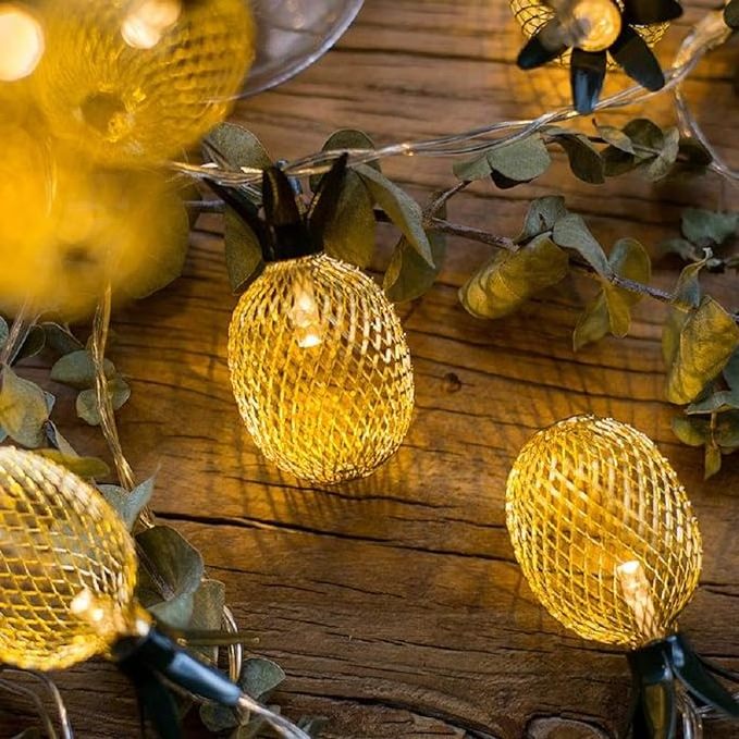 Senark Suitable for Birthday Party Wedding Thanksgiving Christmas Decorations 10ft 20LED Metal Fruit Pineapple String Lights