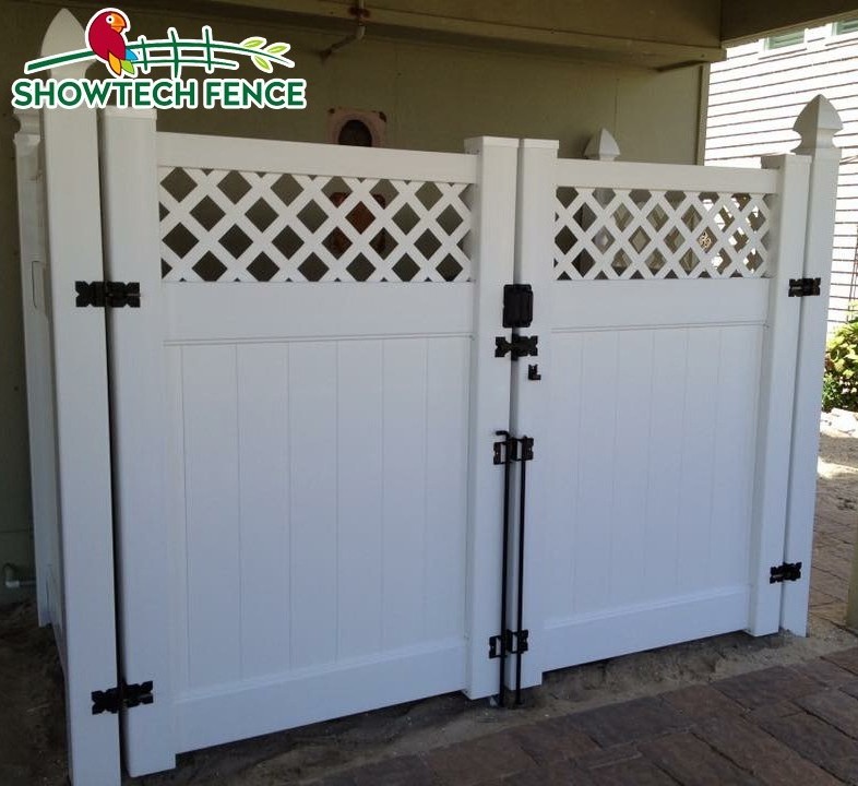 outdoor security guard gate hardware vinyl black / white latch