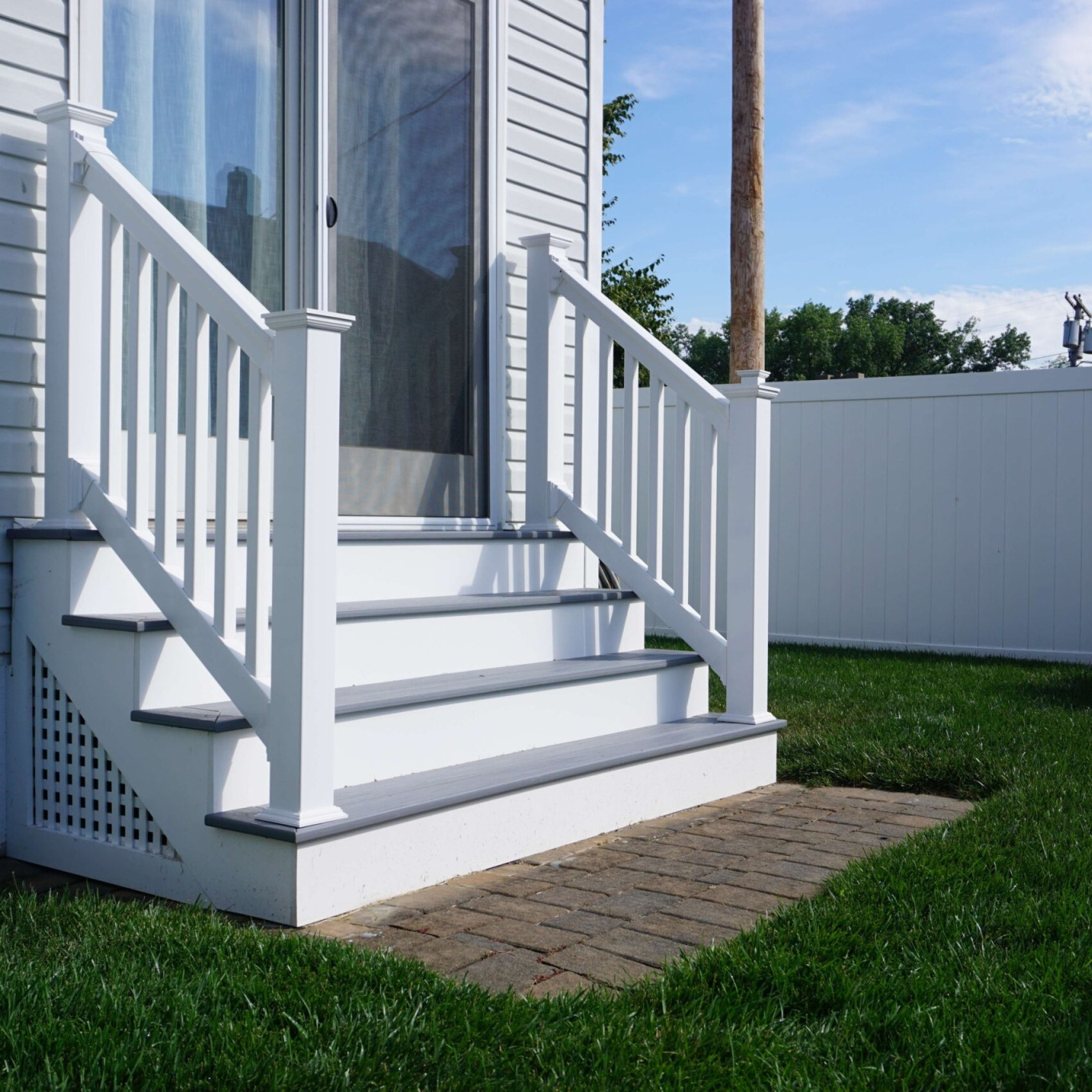 exterior deck railing, pvc white handrail for stairs