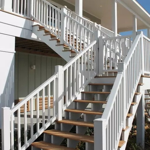 exterior deck railing, pvc white handrail for stairs