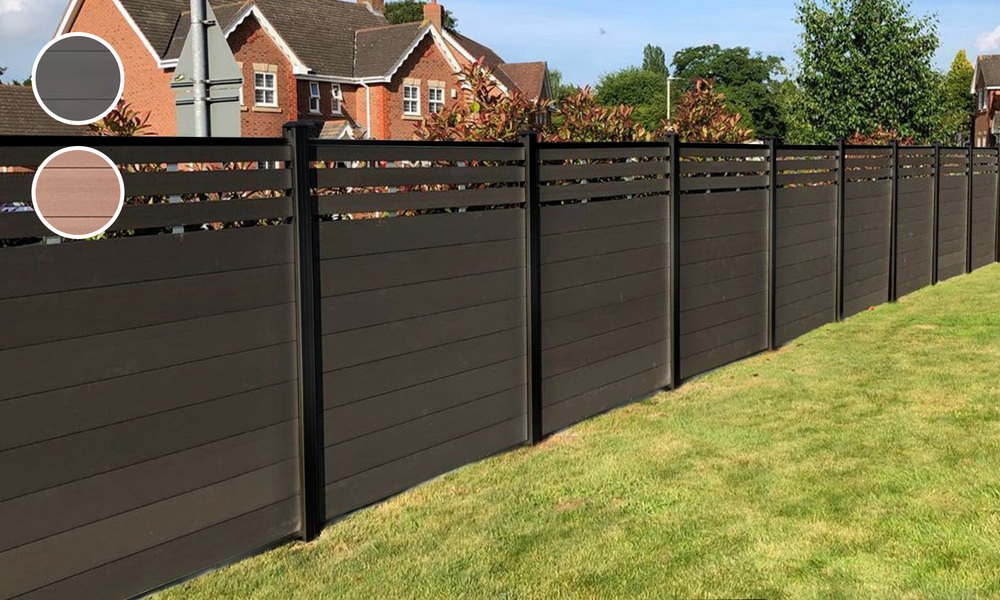 garden wpc fence panels outdoor, wpc composite fencing post boards, wpc wood grain wall fencing