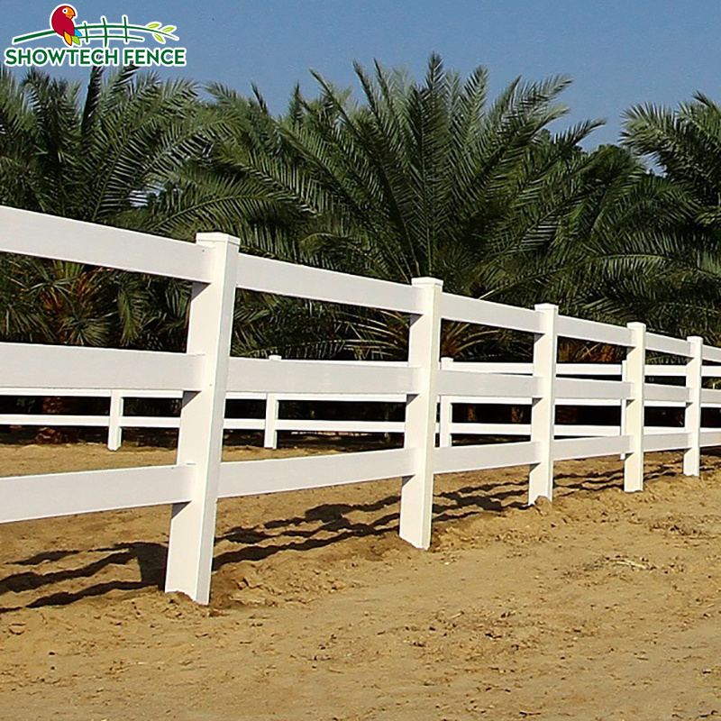 3 rail pvc farm fence white, 4 rail pvc fencing post and rail, horse paddock fence