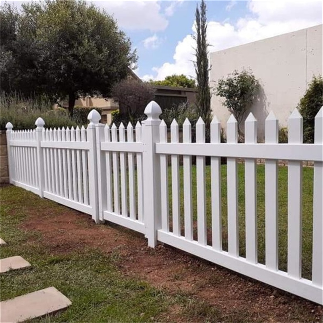 4ft white picket pvc fence, small picket fence for garden picture