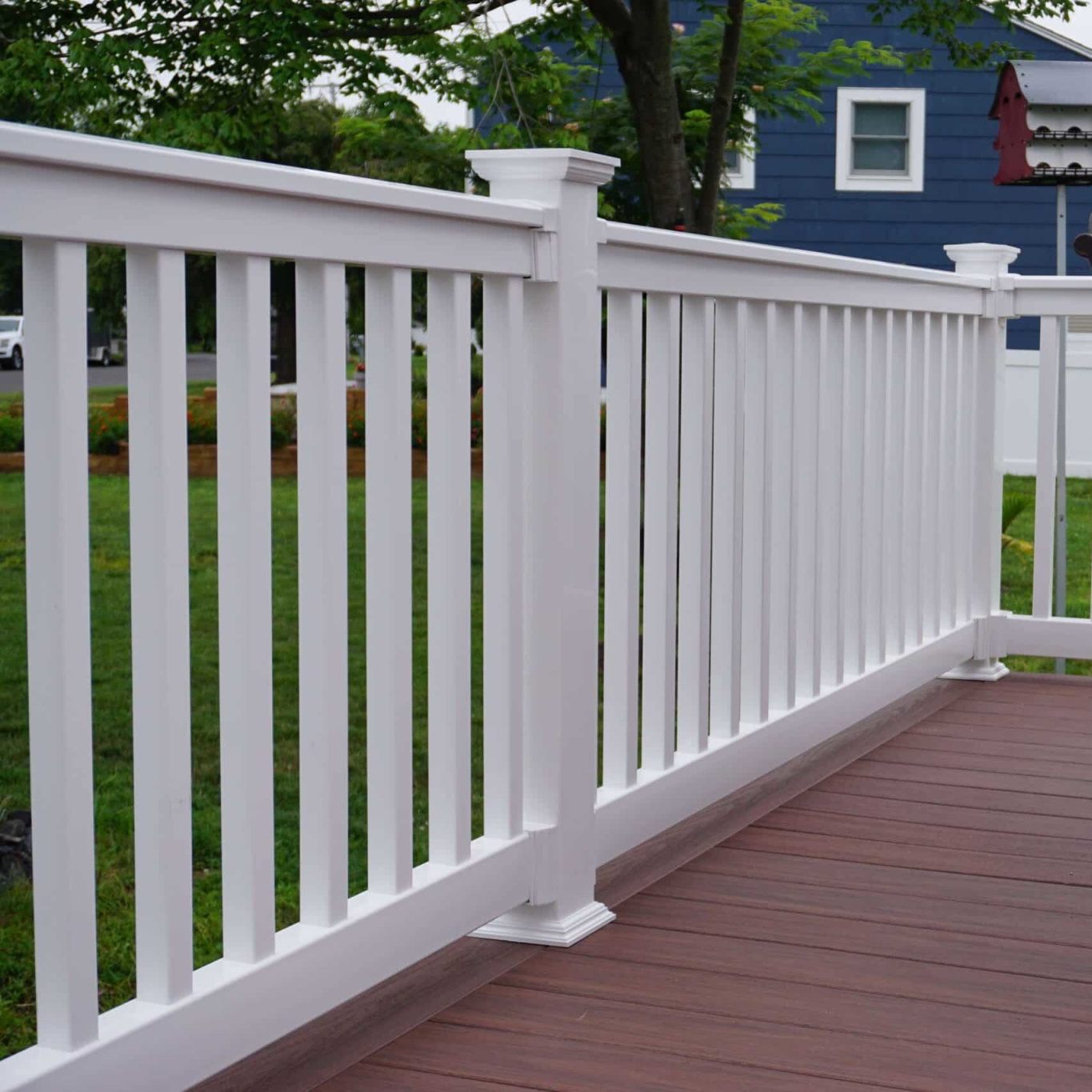 exterior deck railing, pvc white handrail for stairs