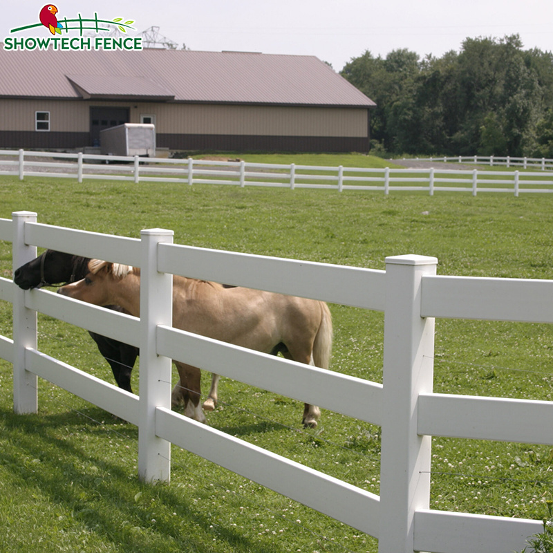 3 rail pvc farm fence white, 4 rail pvc fencing post and rail, horse paddock fence