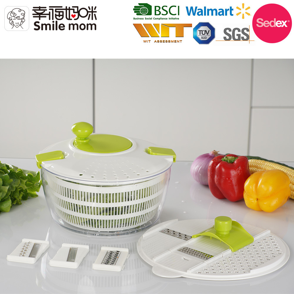 Smile mom 7 in 1 Multifunctional Plastic Kitchen Helper - Mini Shredder - Vegetable Slicer Grater - Manual Salad Spinner