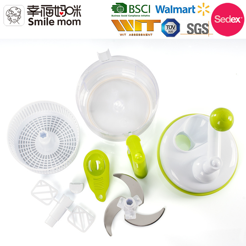 Super September 3 In 1 Wholesale Mini Kitchen King Pro Manual Food Processor Grater Salad Spinner Cutter