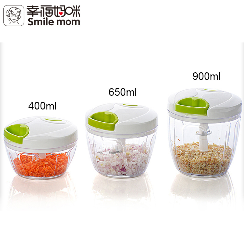 Mini Manual Kitchen Food Chopper Stainless Steel Garlic Cutter and Meat Vegetable Blender with Press Function