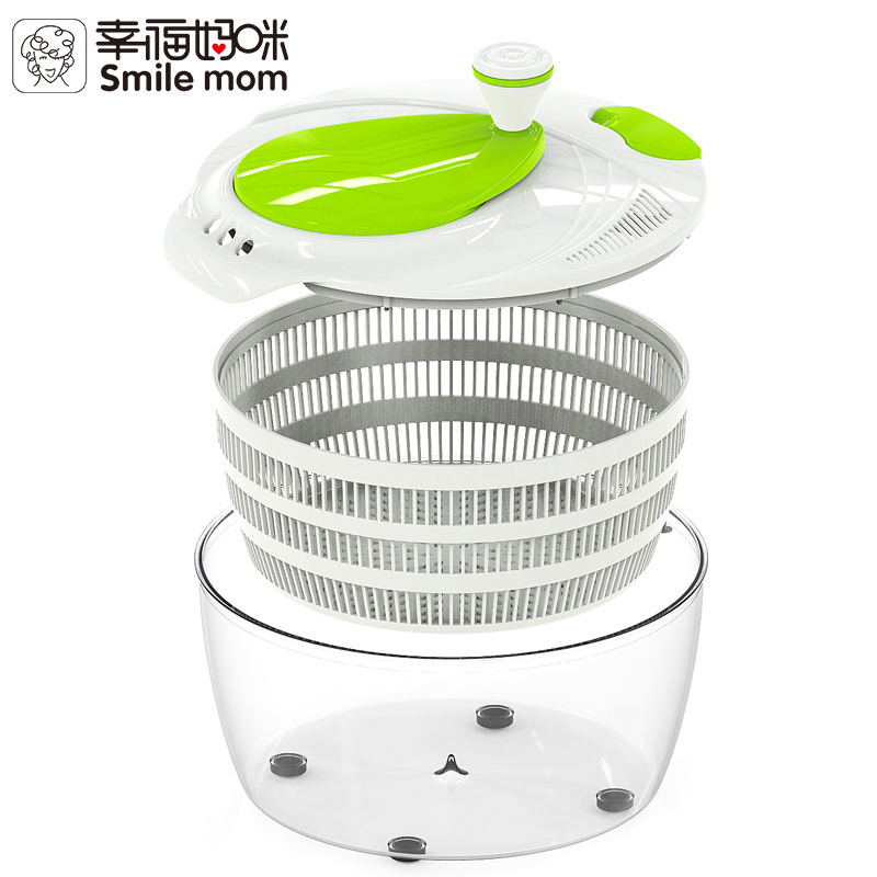 Smile mom Wholesales Spinner Salad Large Plastic Manual Salad Spinner with locking clips