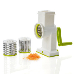 Kitchen Gadget Rotary Cheese Grater Mondoline Slicer Multifunctional Manual Cutter Vegetable Shredder W/ 3 Interchangeable Blade