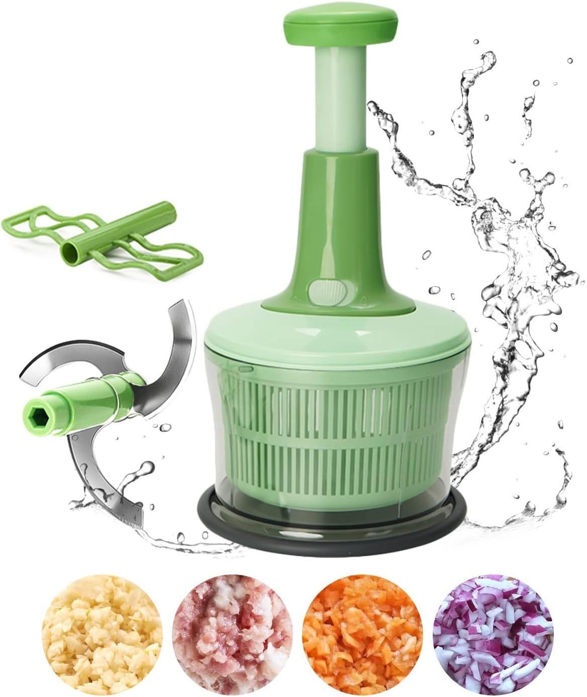 Smile mom Hand Onion Press Swift Chopper Salad Spinner and Slicer