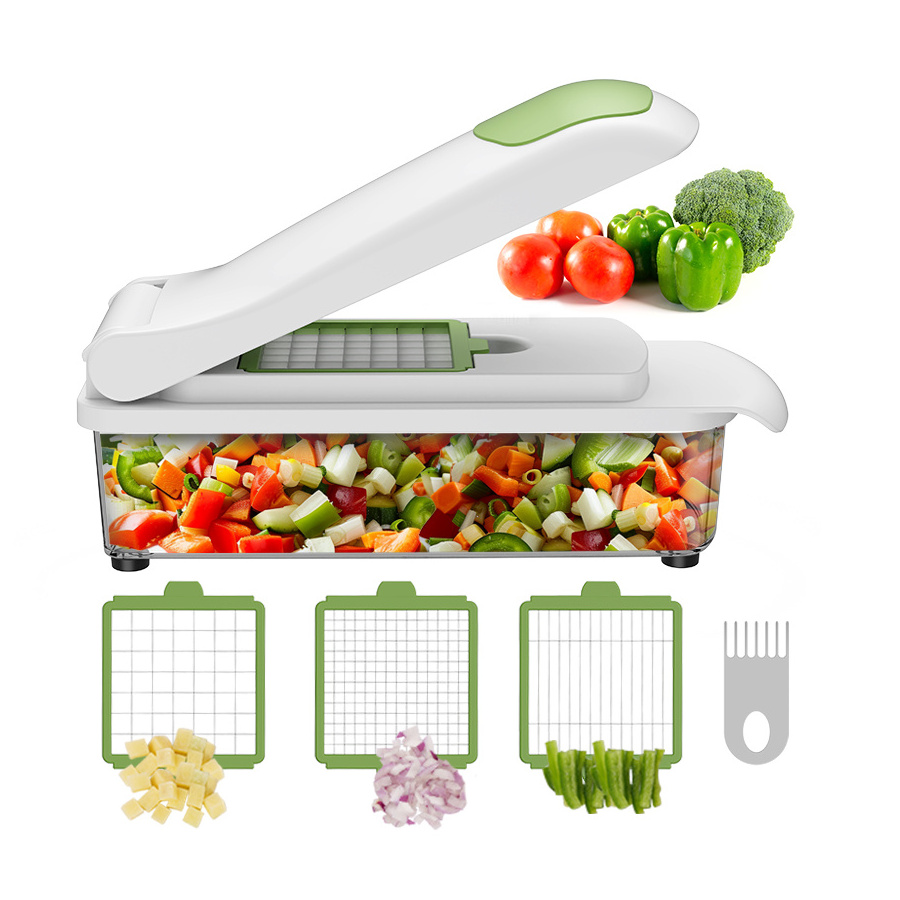 All-In-One Durable Kitchen Accessories Vegetable Cutter Manual Hand Fruits and Vegetable Chopper with Plastic Blade