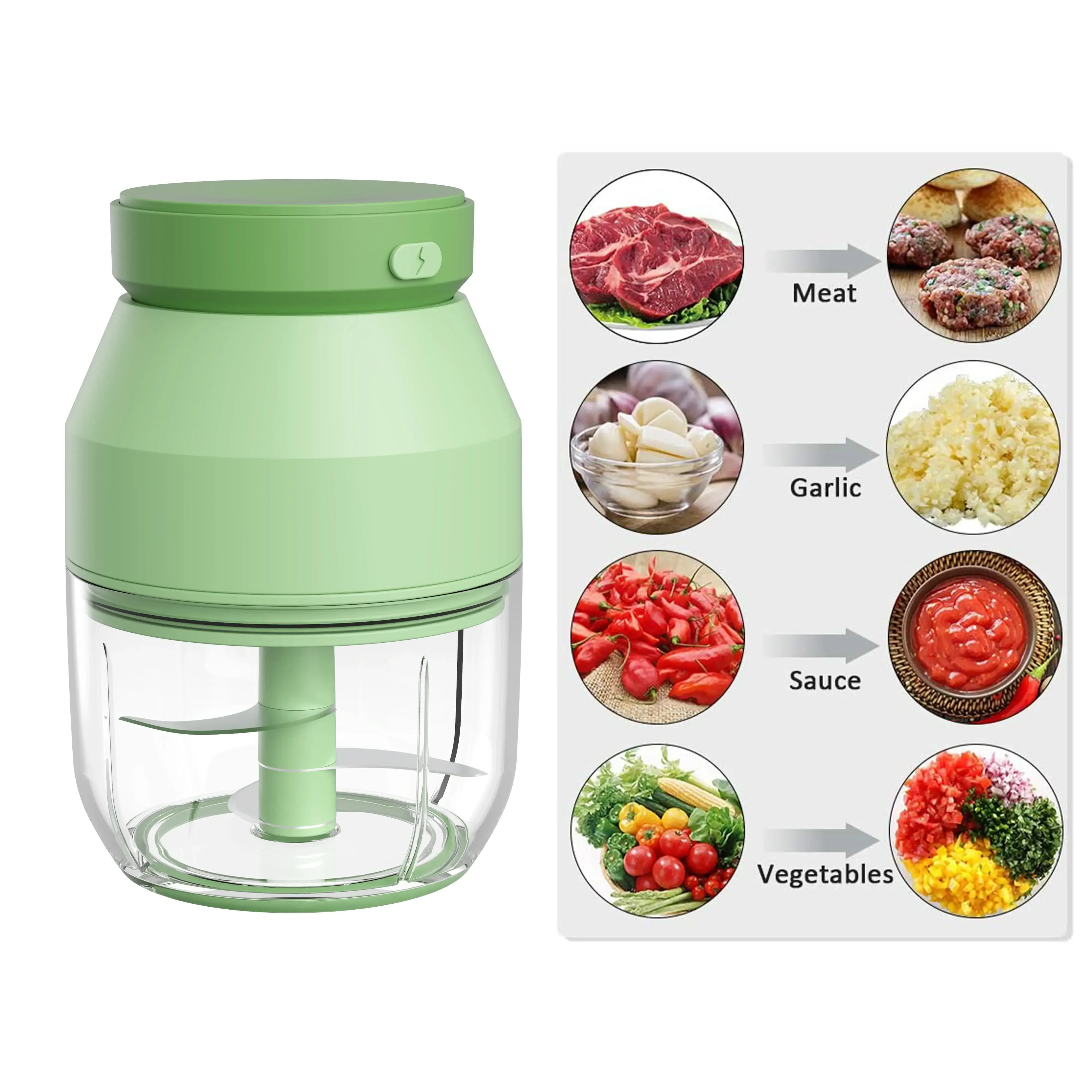 Wireless Usb Electric Small Onion Crusher Food Mincer Mixer Grinder Vegetable Cutter Slicer Blender Mini Garlic Chopper