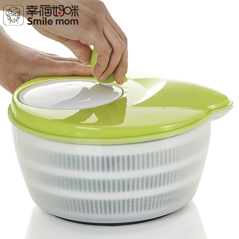 Smile Mom Kitchen Accessory 4L large Capacity Vegetable Salad Spinner Plastic Salad Dryer