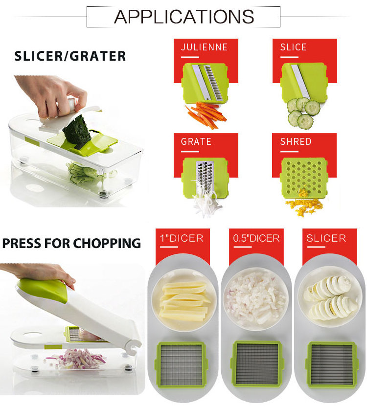 Smile mom 7 in 1 Multi Kitchen Set Manual Grater Magic Kitchen Accessories Julienne Vegetable Slicer Dicer Chopper