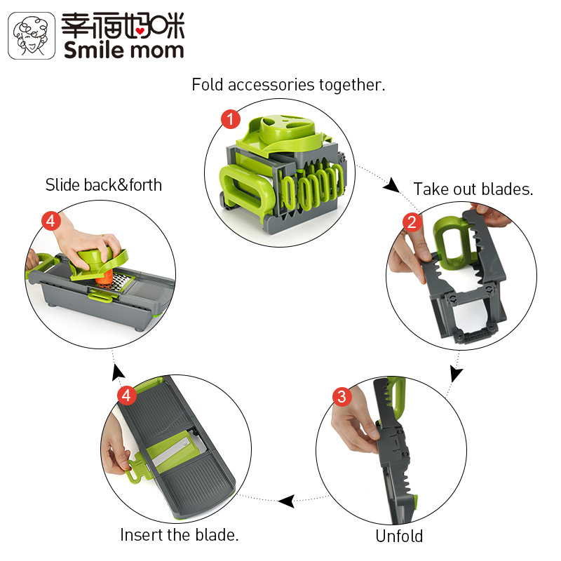 Smile mom Professional Adjustable Food Vegetable Cutter Kitchen Grater Slicer Mandoline