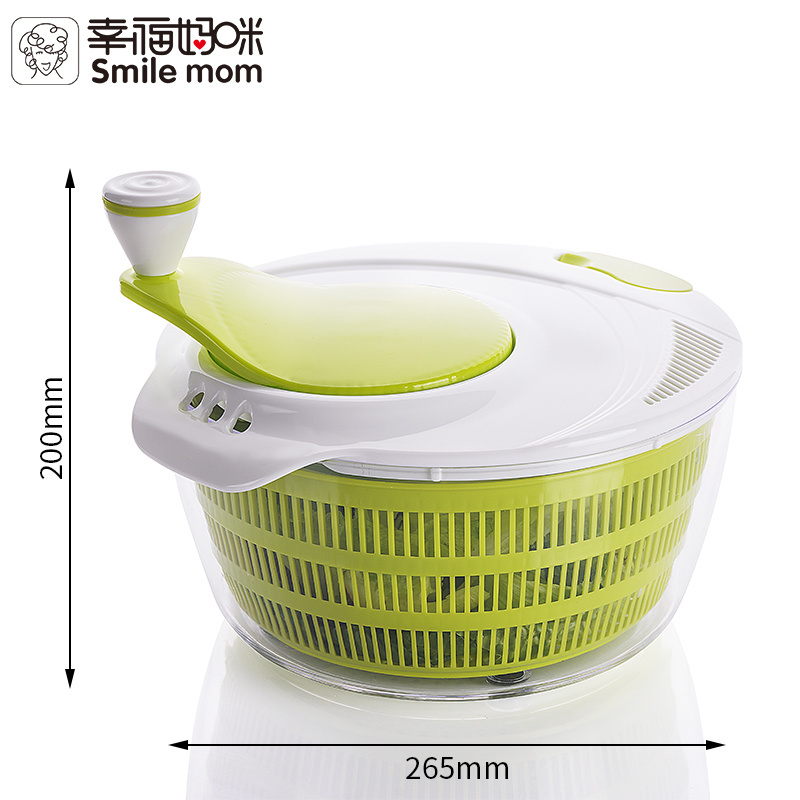 Smile mom Wholesales Spinner Salad Large Plastic Manual Salad Spinner with locking clips