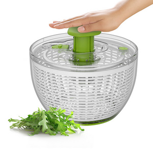 Vegetable Dryer Chopper Manual Lettuce Secure Lid Lock Salad Spinners With Bowl Colander