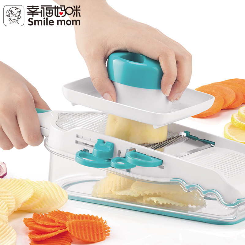 smile mom Mini Multi-Function Manual Adjustable Hand Vegetable Grater Cucumber Slicer