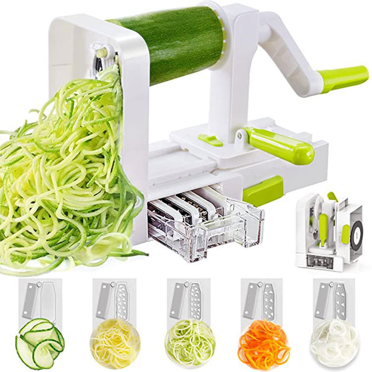 Kitchen Accessories Hand Manual Foldable Vegetable Cutter Food Slicer With Multi Blades