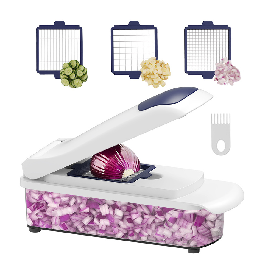 All-In-One Durable Kitchen Accessories Vegetable Cutter Manual Hand Fruits and Vegetable Chopper with Plastic Blade