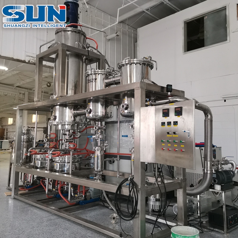 Multifunctional Short path essential oil extraction equipment molecular still glass distillation column