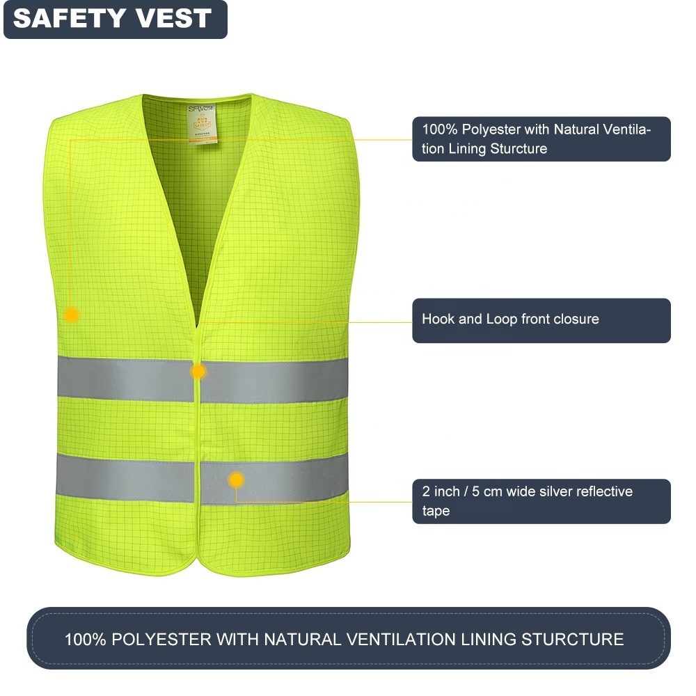 Wholesale Ce Safety Vest Clothing With Pockets Custom Logo High Visibility Class 2 With Hook And Loop Reflective Safety Vests