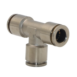 SYD 1185 3-way t type brass pneumatic air hose quick fitting connector 10 mm push fit air compressor fittings