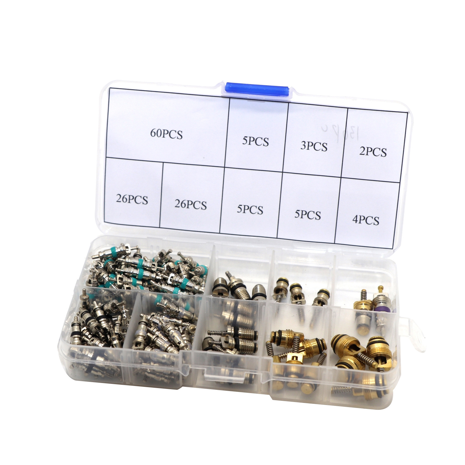 SYD-1117  136pcs assortment Nickel plated high pressure auto schrader car tire valve stem core