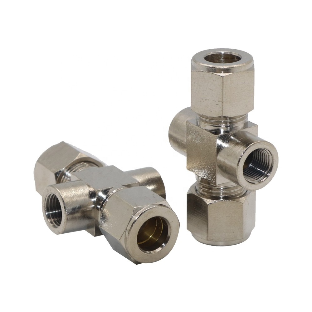 SYD-1148-11 Pipe Fittings Cross Type Tube Cross Joint Compression Double Ferrule 4 Way Cross Union Fittings