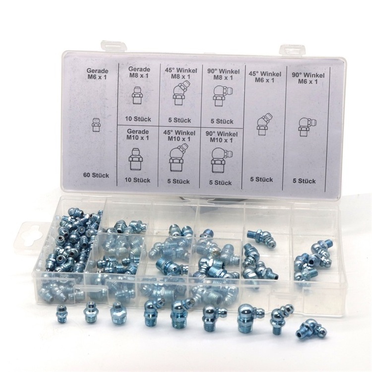 SYD-1008 110pcs Metric grease oil nipple zerk fitting lubricating nipple assortment