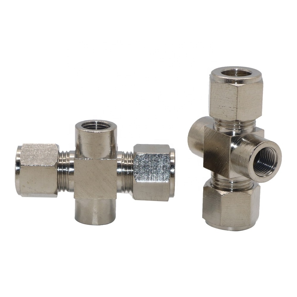 SYD-1148-11 Pipe Fittings Cross Type Tube Cross Joint Compression Double Ferrule 4 Way Cross Union Fittings