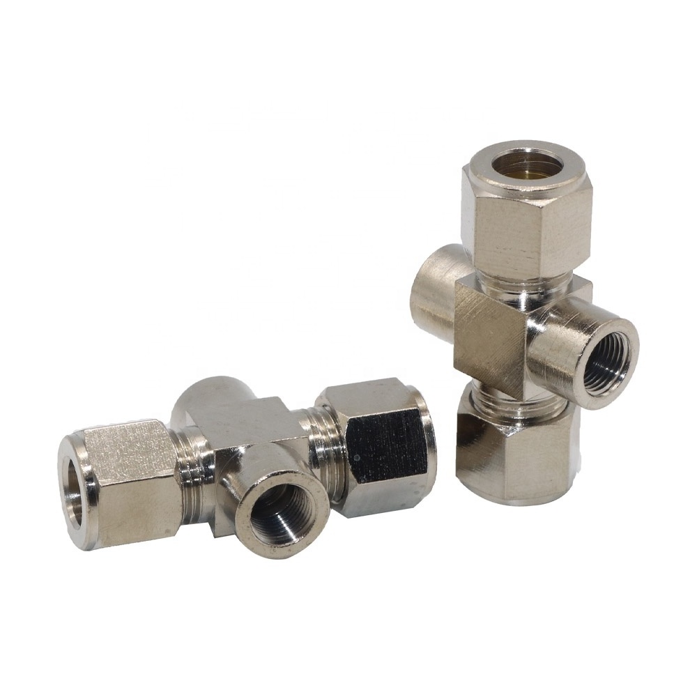 SYD-1148-11 Pipe Fittings Cross Type Tube Cross Joint Compression Double Ferrule 4 Way Cross Union Fittings