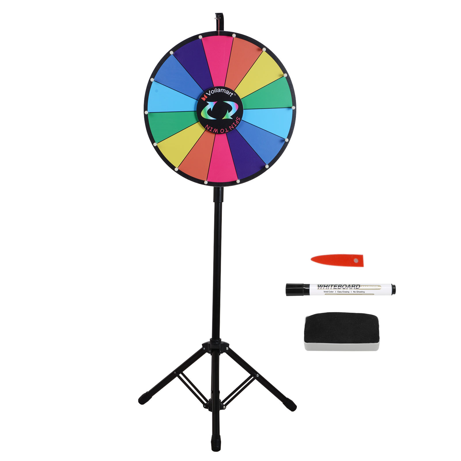 24 Inch Tripod Lucky Stand Prize Wheel Plastic Material Winning Dry Erase Durable Prize Wheel Of Fortune