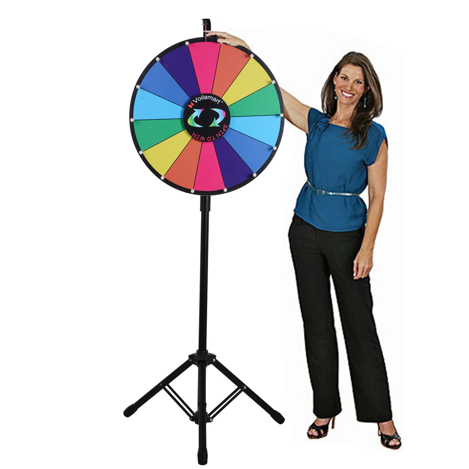 24 Inch Tripod Lucky Stand Prize Wheel Plastic Material Winning Dry Erase Durable Prize Wheel Of Fortune