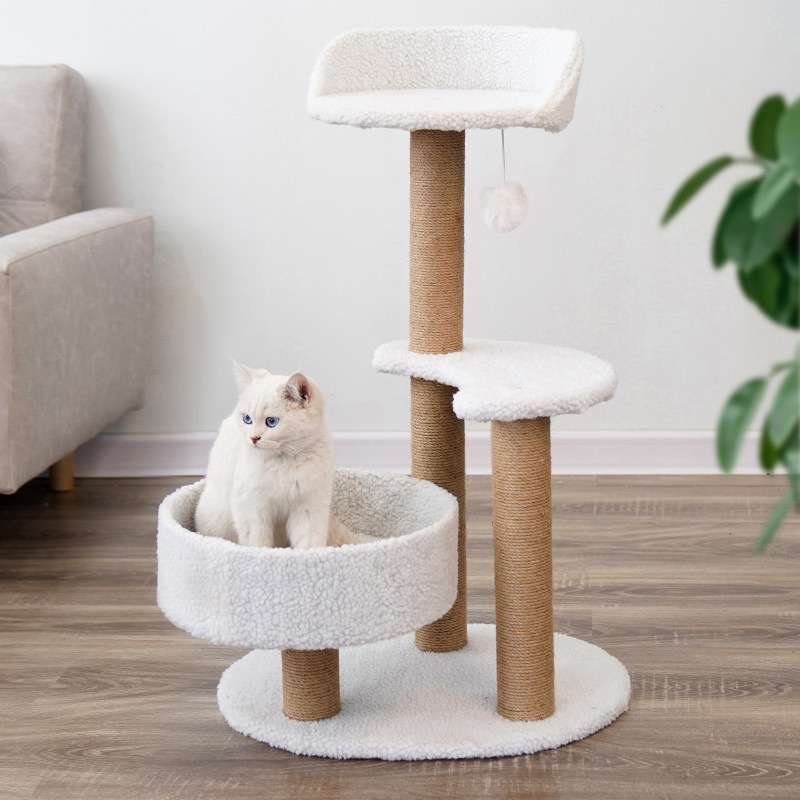 Custom Luxury Cat Tree House Large Multi-level Cat Trees & Scratcher with Hammock Luxury Wood Pet Cat Tree Tower