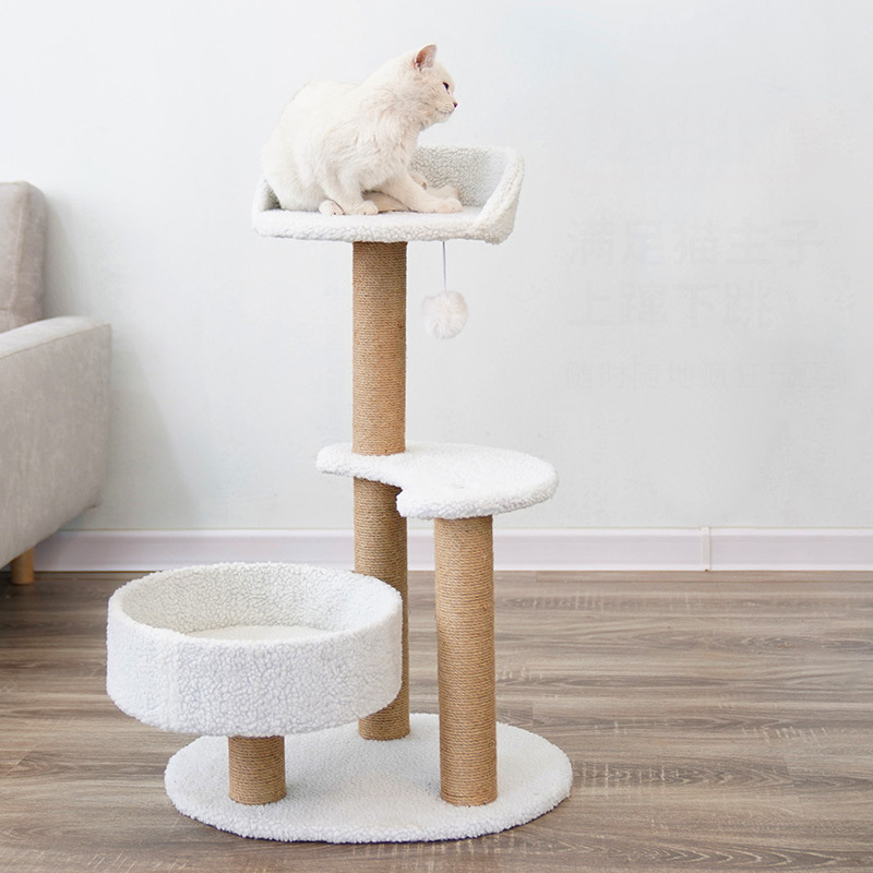 Custom Luxury Cat Tree House Large Multi-level Cat Trees & Scratcher with Hammock Luxury Wood Pet Cat Tree Tower