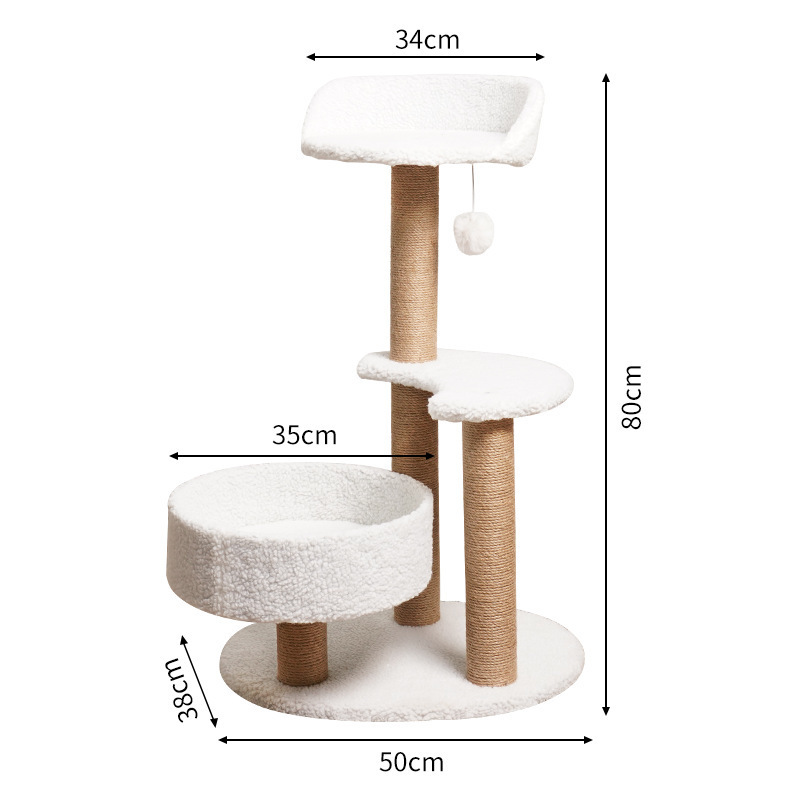 Custom Luxury Cat Tree House Large Multi-level Cat Trees & Scratcher with Hammock Luxury Wood Pet Cat Tree Tower