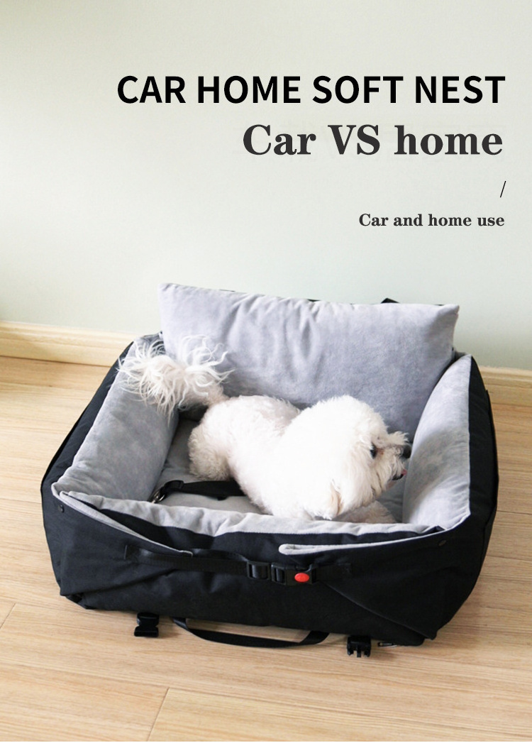 High Quality Black 2 in 1 Seats Dog Bed for Car Safety Travel Hammock with Pockets Pet Dog Car Seat Cover for Front Seat