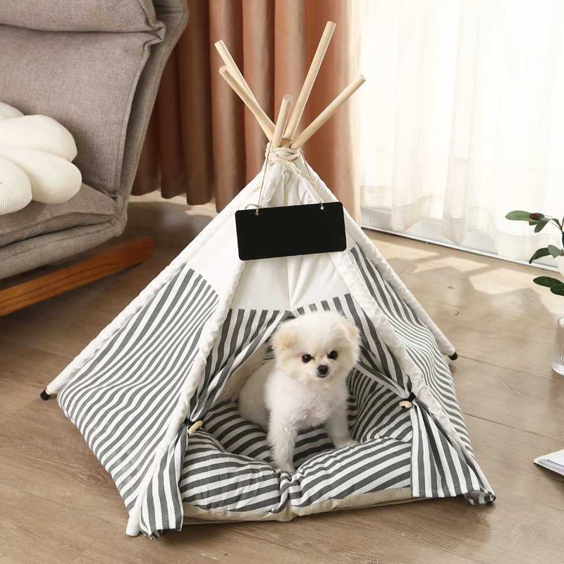 Customized Logo Dog & Cat Outdoor Camping Dog Accessories Durable Large Soft Star Pattern Cat Bed Pet Tent House Dog Teepee